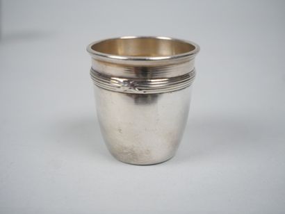Silver-plated liqueur service with ribboned...