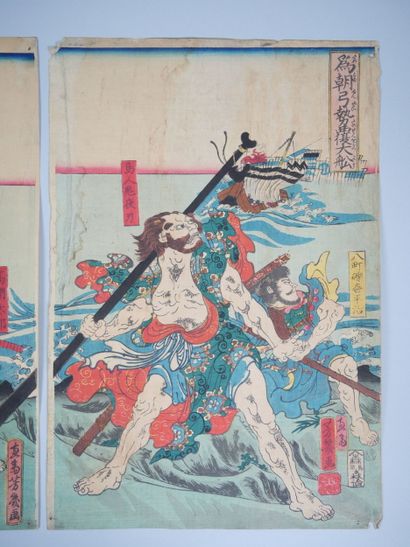 Set of two triptych prints, oban tate-e,...