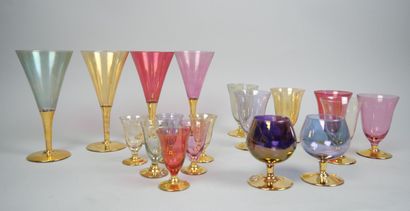 Part of a tinted and gilded glass service...