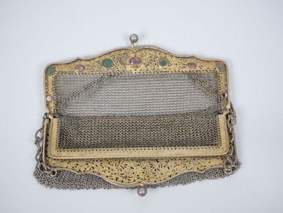 800-thousandth silver alms purse with openwork...