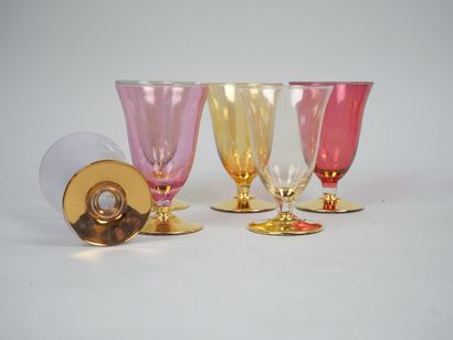 Part of a tinted and gilded glass service...