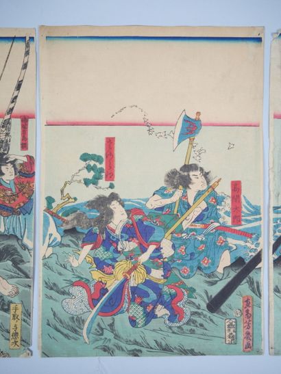 Set of two triptych prints, oban tate-e,...