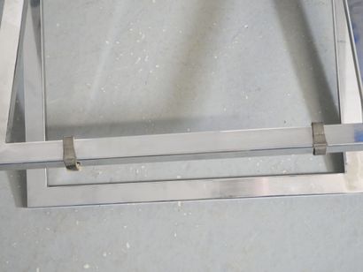 Chromed metal coffee table, X-shaped base,...