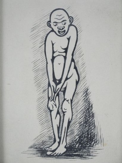 Jean LEBEDEFF (1884-1970)
Elderly male nude
Black...