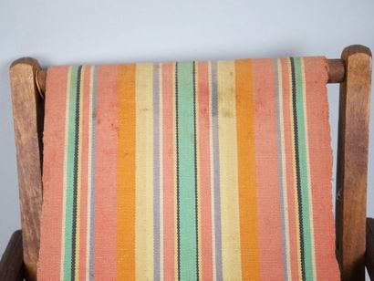 Small doll's deckchair in natural wood with...