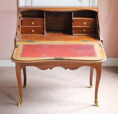 Sloping desk in molded cherrywood, opening...