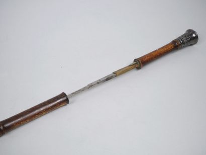 Imitation bamboo cane sword with silver-plated...