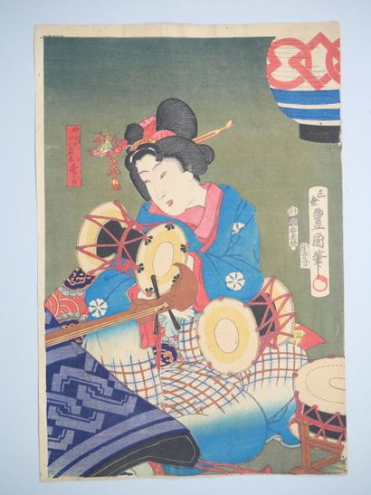 Set of six prints, oban tate-e:

- Utagawa...