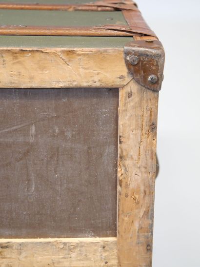 Travel trunk in studded leather, cardboard...