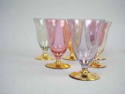 Part of a tinted and gilded glass service...