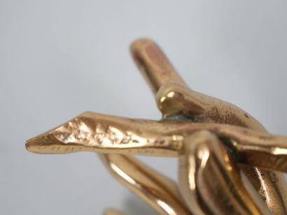 Yves LOHE (Born 1947)
Hand with pen 
Bronze...