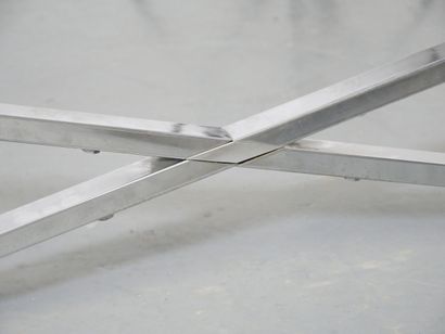 Chromed metal coffee table, X-shaped base,...