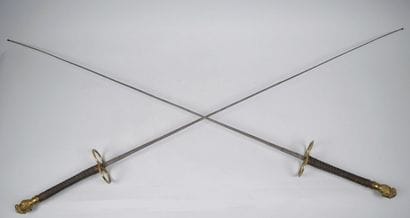 Pair of fencing foils with filigree fusee,...