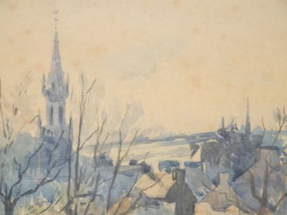 Paul CAMUS (1874-1939)
Breton village 
Watercolor...