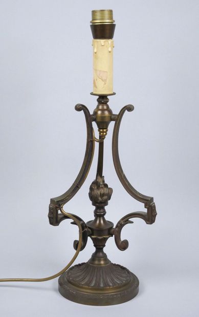 Bronze and brass lamp base in the shape of...