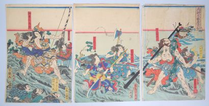 Set of two triptych prints, oban tate-e,...