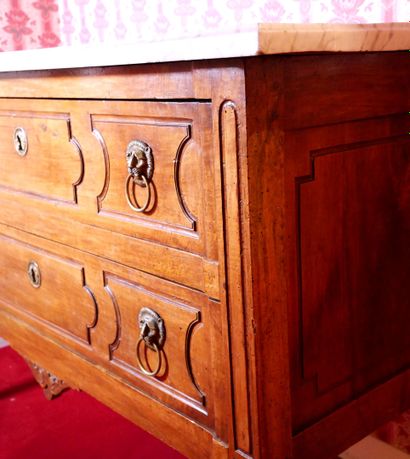 Molded walnut chest of drawers, opening with...