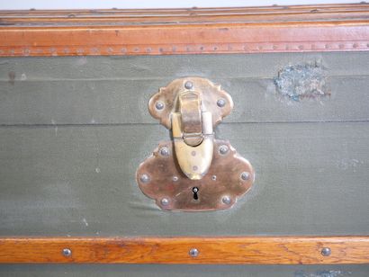 Travel trunk in studded leather, cardboard...