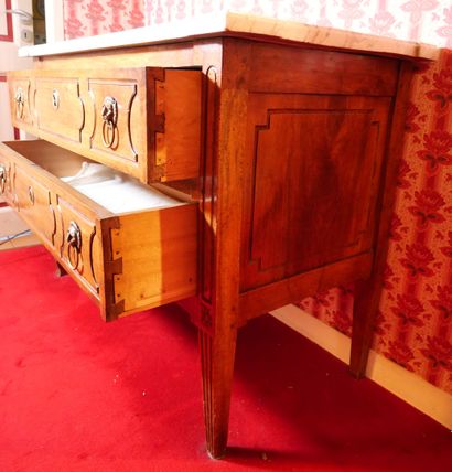 Molded walnut chest of drawers, opening with...