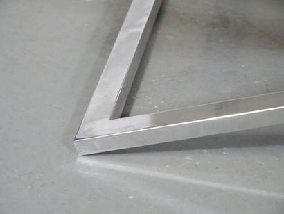 Chromed metal coffee table, X-shaped base,...