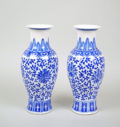 CHINA
Pair of baluster-shaped porcelain vases...