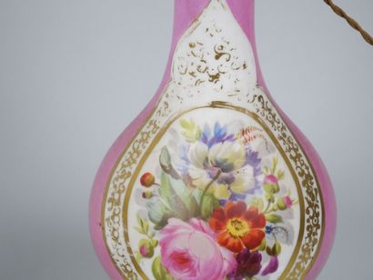 Pair of porcelain oil lamps with polychrome...