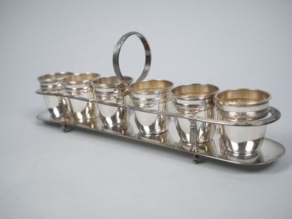 Silver-plated liqueur service with ribboned...