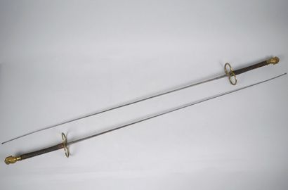 Pair of fencing foils with filigree fusee,...