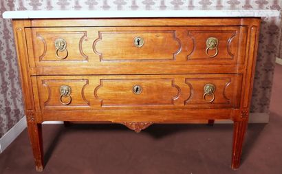 Molded walnut chest of drawers, opening with...