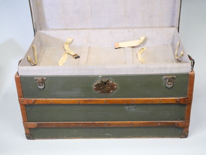 Travel trunk in studded leather, cardboard...