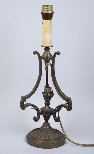 Bronze and brass lamp base in the shape of...