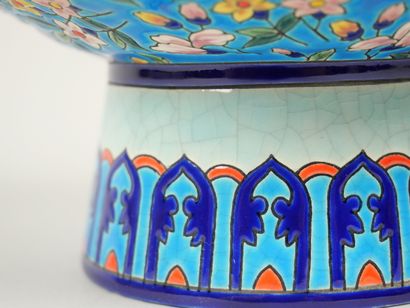LONGWY
Earthenware pot with cloisonné enamel...