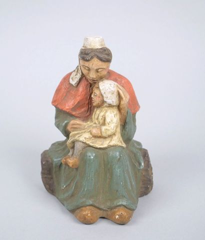 Polychrome plaster subject depicting a Breton...