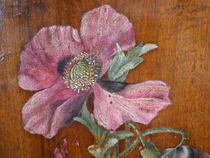 Set of two decorative panels in natural wood,...