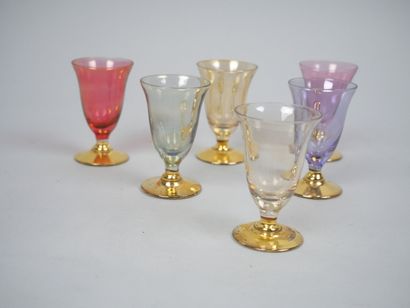 Part of a tinted and gilded glass service...