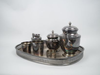 Part of a silver-plated tea service decorated...