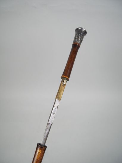 Imitation bamboo cane sword with silver-plated...
