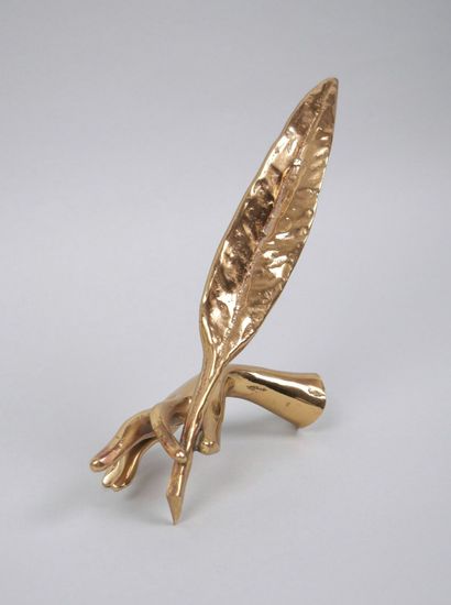 Yves LOHE (Born 1947)
Hand with pen 
Bronze...
