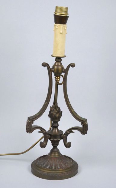 Bronze and brass lamp base in the shape of...