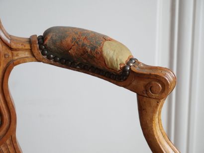 A molded and carved beechwood cabriolet-shaped...