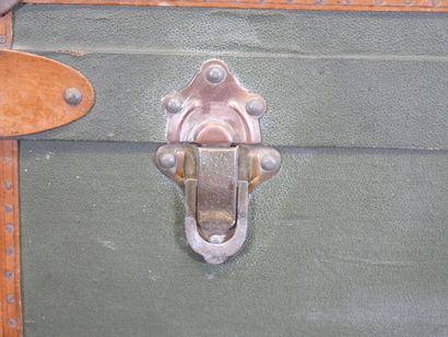 Travel trunk in studded leather, cardboard...