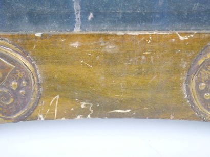 Frame in natural wood and stamped metal decorated...