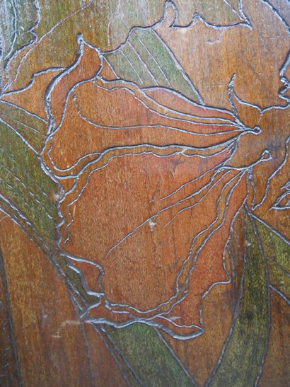 Set of two decorative panels in natural wood,...