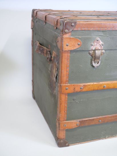 Travel trunk in studded leather, cardboard...