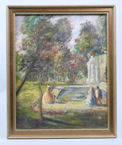Modern School
People in a park
Oil on canvas...