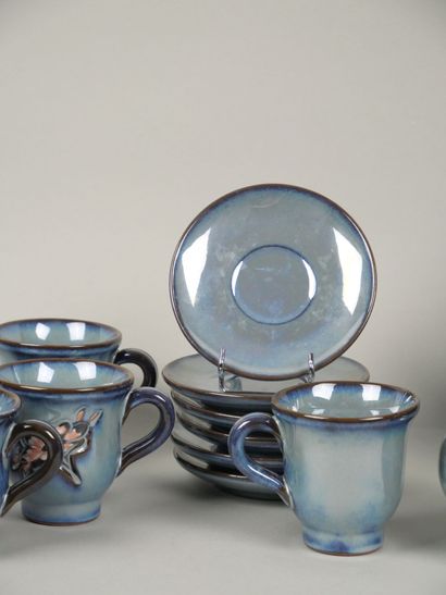 VALLAURIS (?)
Glazed earthenware coffee set...