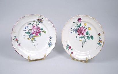 APREY and SCEAUX
Two rimmed earthenware plates...