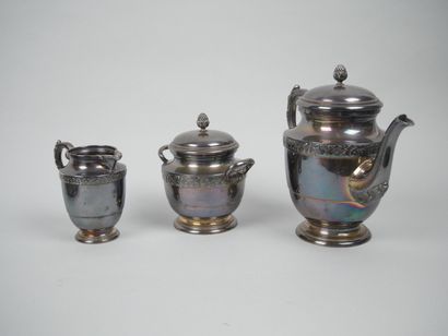 Part of a silver-plated tea service decorated...