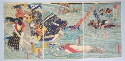 Set of two triptych prints, oban tate-e,...