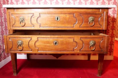 Molded walnut chest of drawers, opening with...